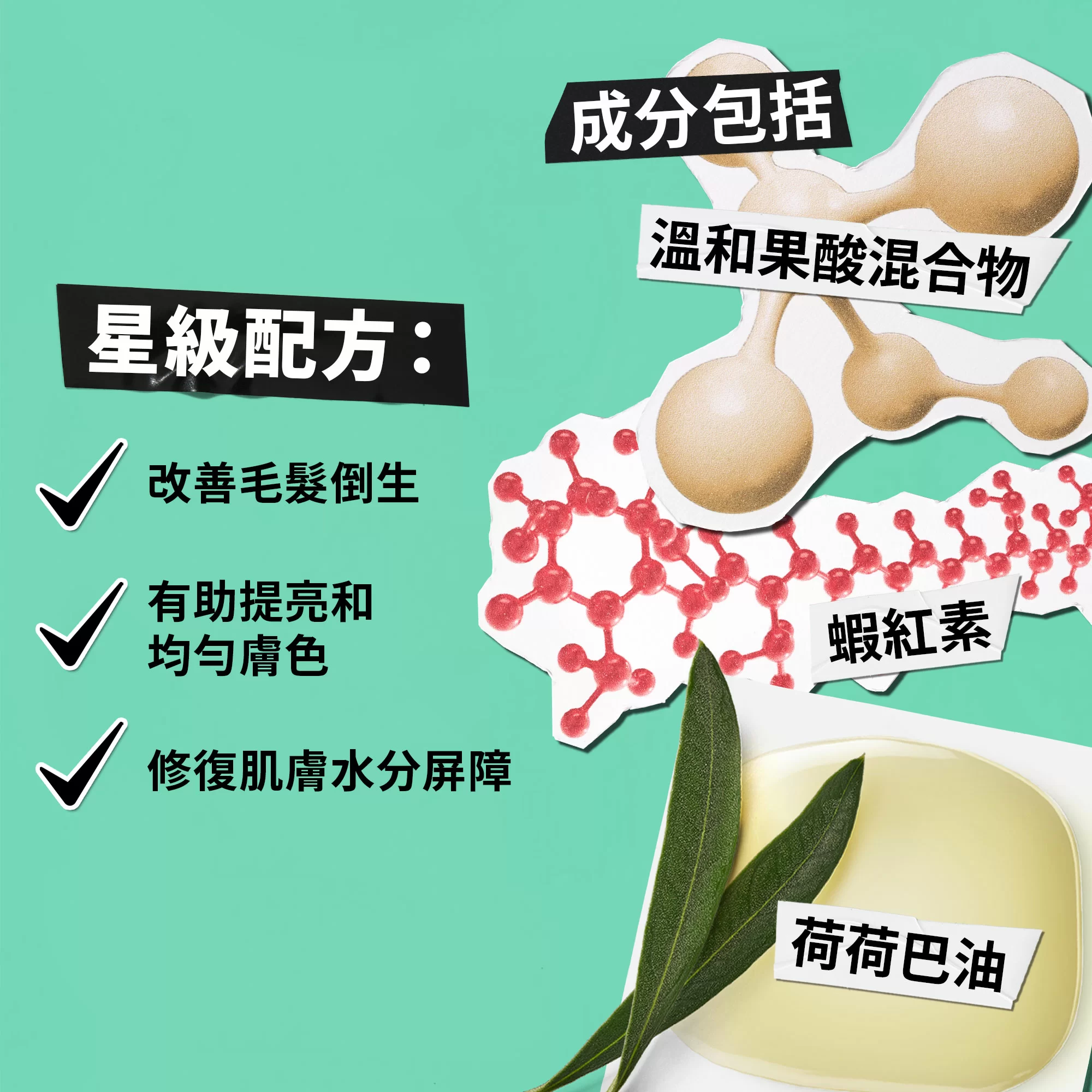 內生毛髮及勻淨膚色精華